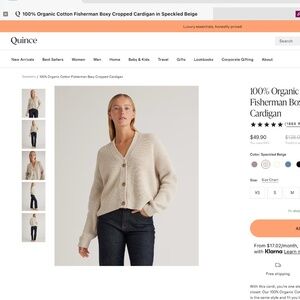 Quince 100% Organic Cotton Fisherman Boxy Cropped Cardigan